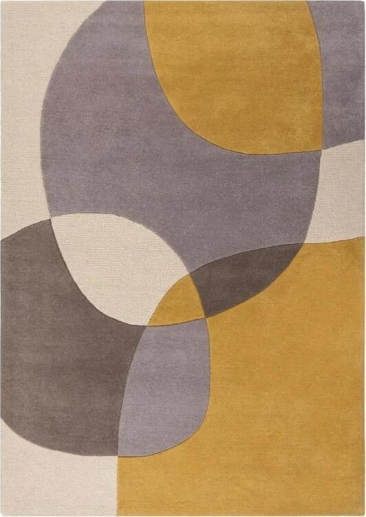 Okrově žlutý vlněný koberec 170x120 cm
